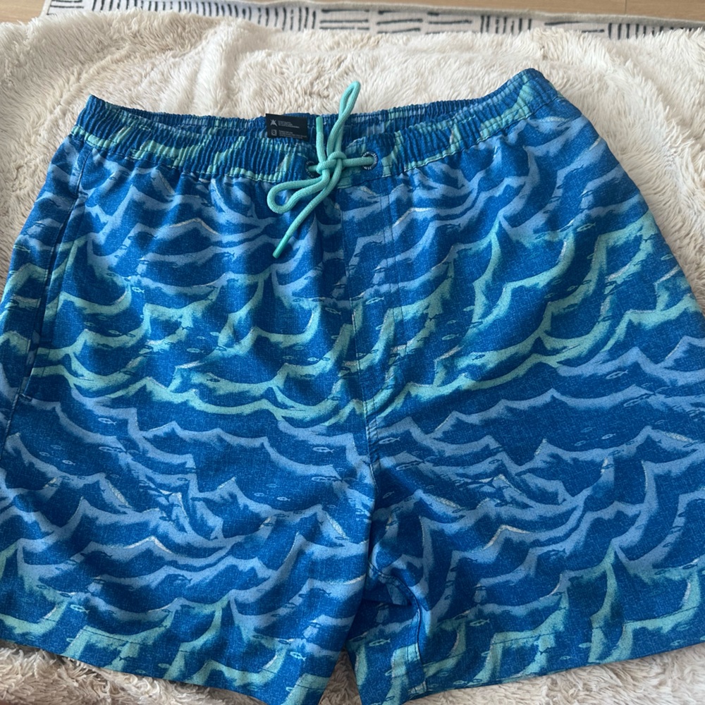 Huk Aqua and Gray Fishing Shorts
